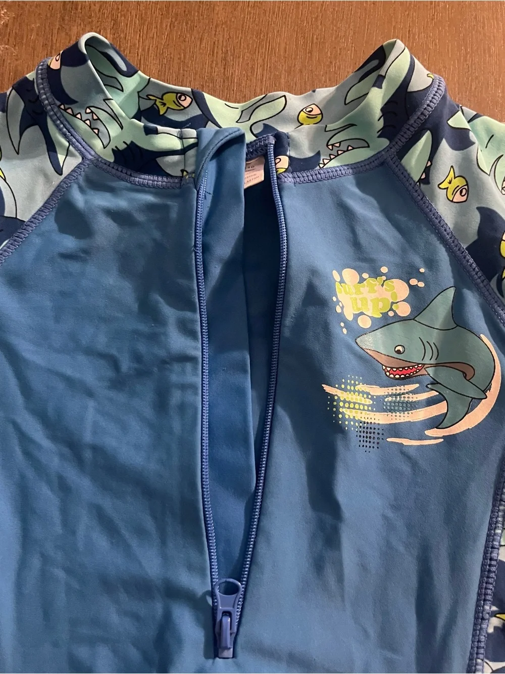Toddler Shark Print UV Swimsuit 2T – Blue One Piece Swimwear